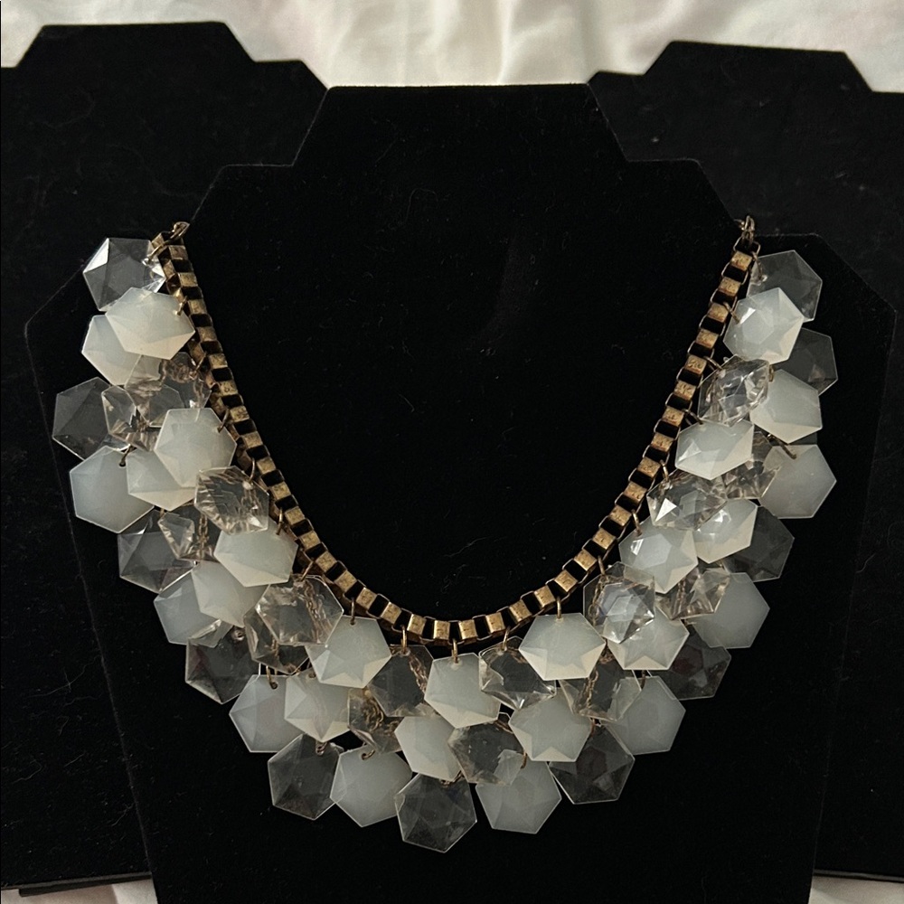 Elegant White and Silver Statement Necklace